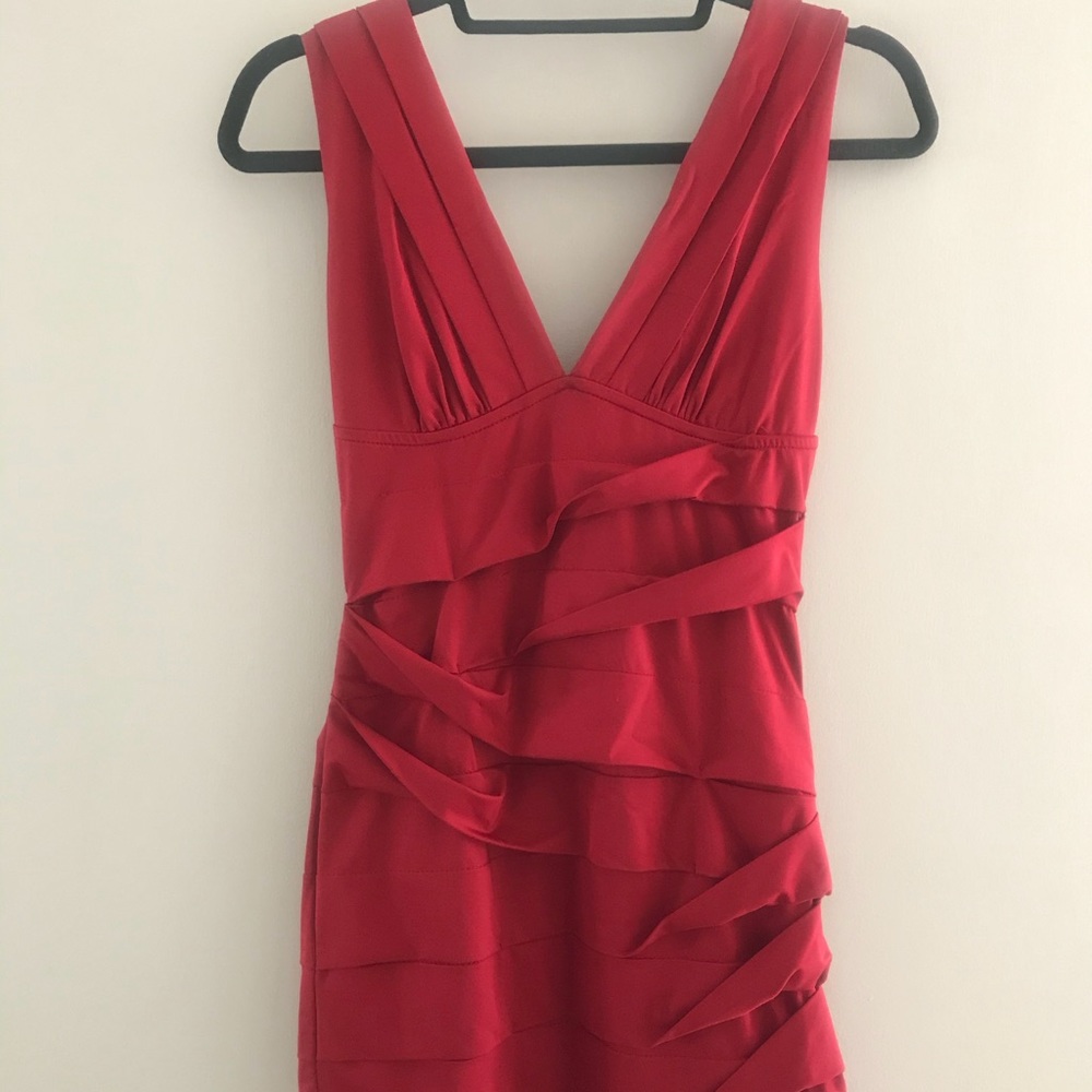 Short ruched red tight dress! Super flattering